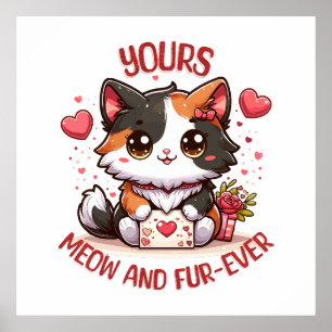 Bedårande Calico Katt Alla Hjärtans Dag Poster