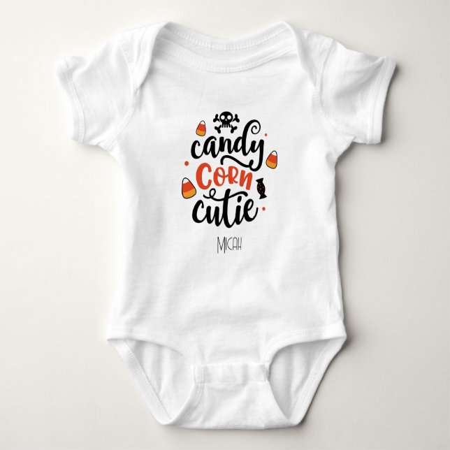 Bedårande "Candy Corn Cutie" Monogramnamn T Shirt (Framsida)