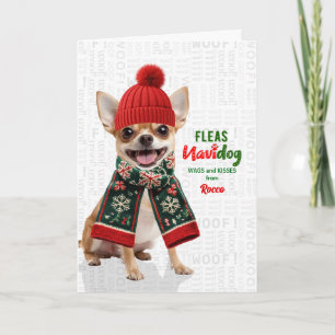 Bedårande Chihuahua Roliga Lopp Navidog med Namn Helgkort