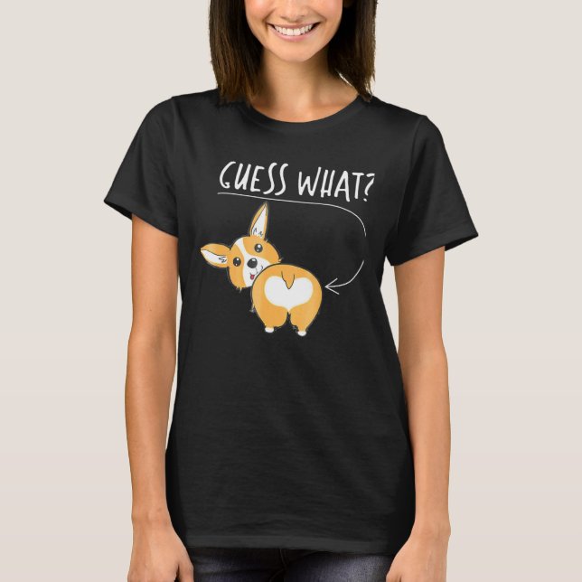 Bedårande Corgi Bakdel Gissa Vad Tee (Framsida)