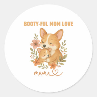 Bedårande Corgi-Mamma Mors Dag Runt Klistermärke