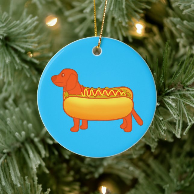 Bedårande Dachshund Korv Julgransprydnad Keramik (Träd)