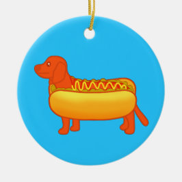 Bedårande Dachshund Korv Julgransprydnad Keramik