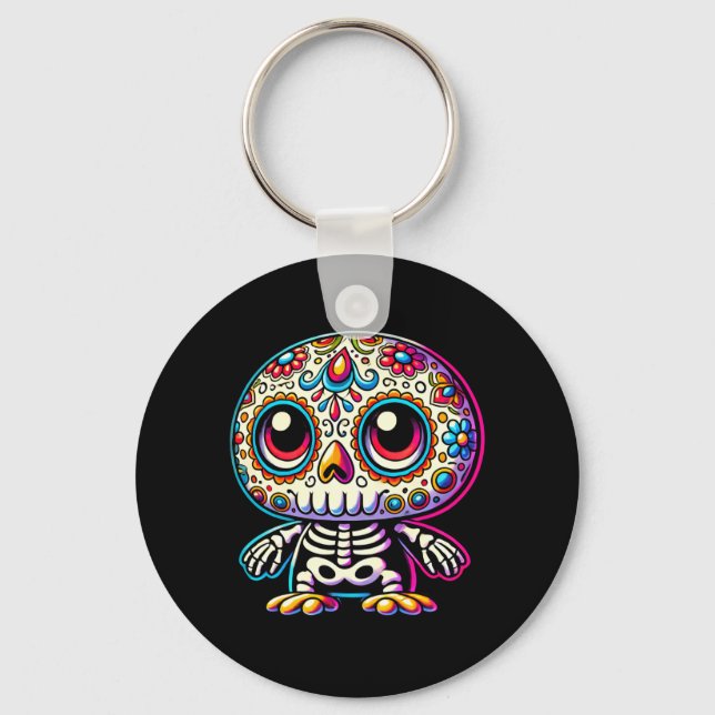 Bedårande Día De Muertos Socker Skalle Pingvin Dag Nyckelring (Framsida)