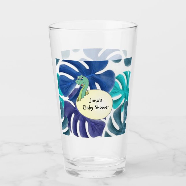 Bedårande Dinosaurie Baby Shower Glaskopp (Framsida)