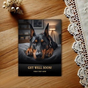 Bedårande Dobermann Pinscher Get Well Vykort