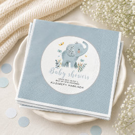 Bedårande Elefant Blå Baby Boy Shower Pappersservett