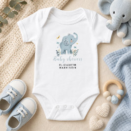 Bedårande Elefant Blå Babypojks Babyshower T Shirt