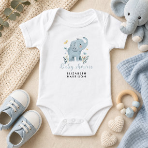 Bedårande Elefant Blå Babypojks Babyshower T Shirt