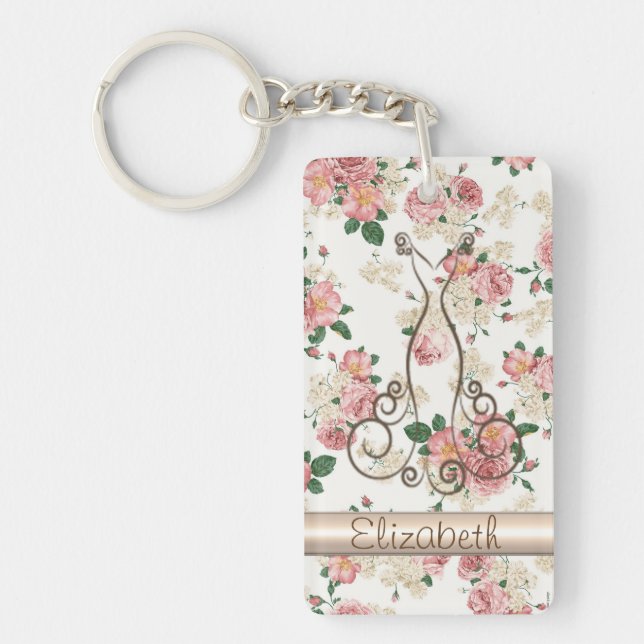 Bedårande elegant klänning, blomster Mönster-perso (Framsidan)