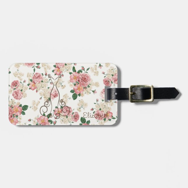 Bedårande elegant klänning, blomster Mönster-perso Bagagebricka (Horisontell Framsida)