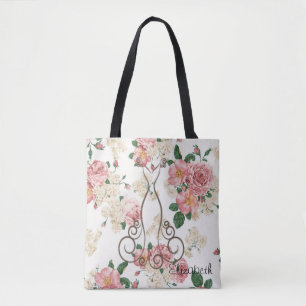 Bedårande elegant klänning, blomster Mönster-perso Tygkasse