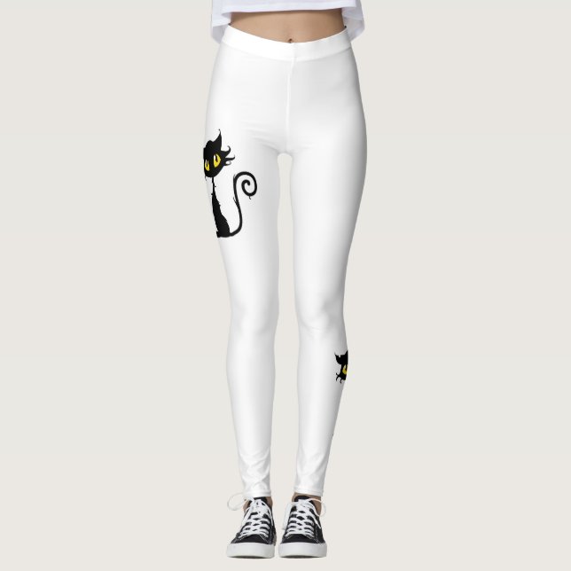 Bedårande fantastiska svarta katter leggings (Framsida)