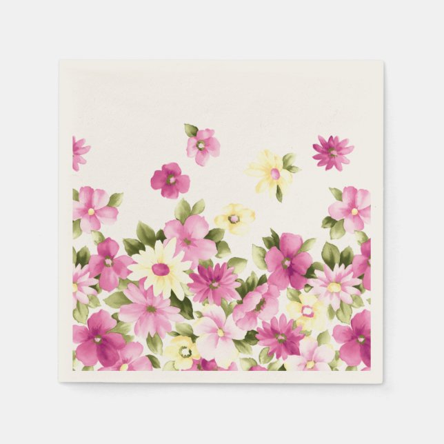 Bedårande färgglada blommor för flickor pappersservett (Framsidan)
