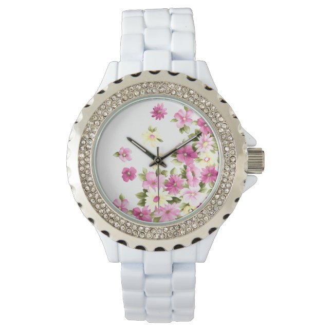Bedårande Färgglada Blommor För Tjejer Armbandsur (Framsida)