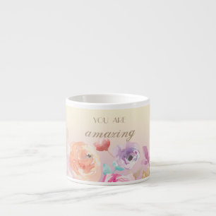 Bedårande färgglada vattenfärg blommor espressomugg