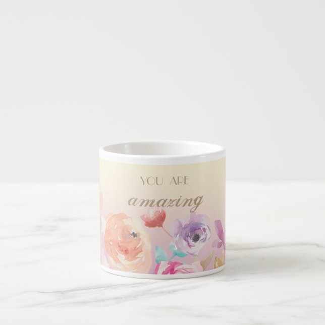 Bedårande färgglada vattenfärg blommor espressomugg (Framsidan)