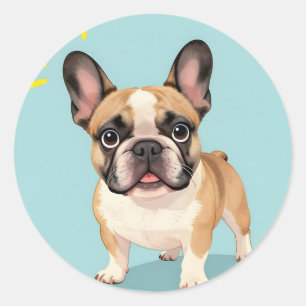 Bedårande Fawn Fransk Bulldog Puppy Runt Klistermärke