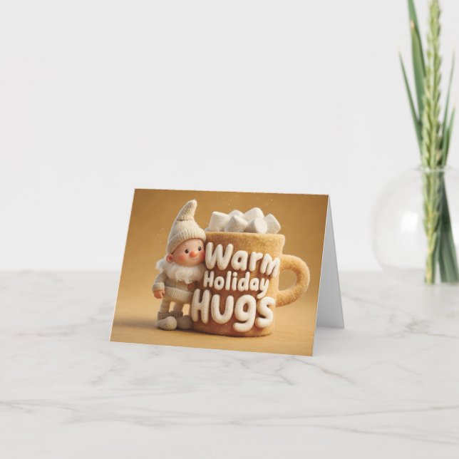 Bedårande filtgnom med marshmallow-mugg helgkort (Framsida)