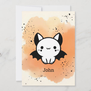 Bedårande fladdermuskompis - Kawaii minimalistisk Inbjudningar