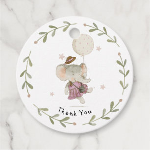 Bedårande flickelefant Botanisk floral Boho Baby Gåvor Etiketter