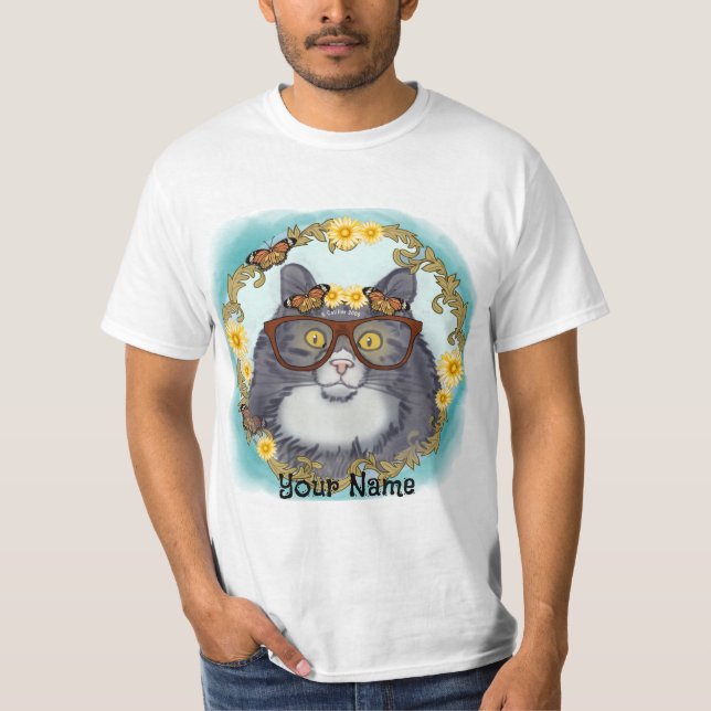 Bedårande Floof Katt  T Shirt (Framsida)