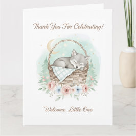 Bedårande, fluffig baby varg Baby Shower Tack Kort