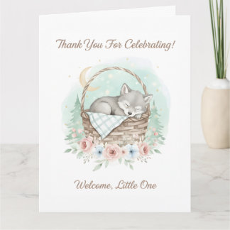 Bedårande, fluffig baby varg Baby Shower Tack Kort