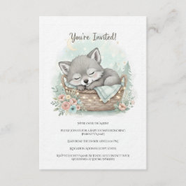 Bedårande, fluffig babyvarg  Baby Shower  Inbjudningar