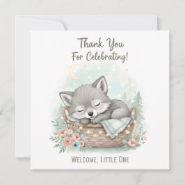Bedårande, fluffig babyvarg Baby Shower Tack Kort