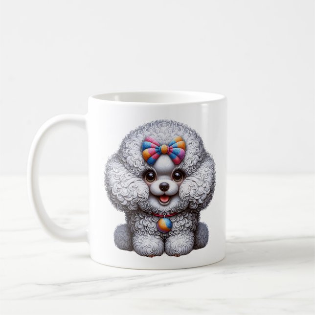 Bedårande Fluffig Hund Konst Kaffemugg (Vänster)