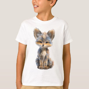 Bedårande Fluffiga Grå och Tan Räv Barn T Shirt