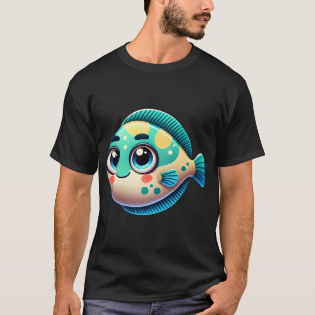 Bedårande Fluke Fisk T Shirt (Framsida)