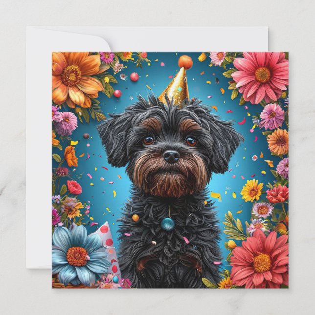 Bedårande födelsedagsfesthatt Valp Inbjudningar (Framsida)