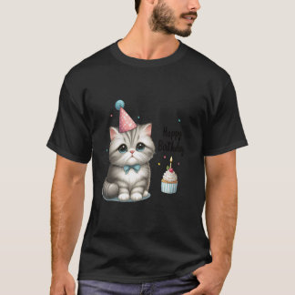 Bedårande födelsedagsfirande katt Kitty-festhatt T Shirt