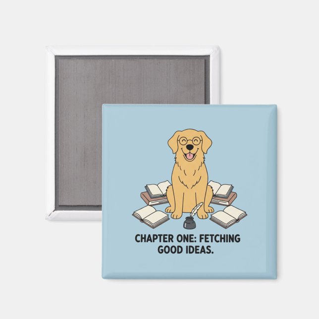 Bedårande forskare Golden Retriever Kylskåpsdekor Magnet (Front/Back)