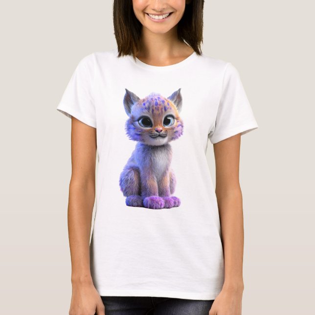 Bedårande Galaktisk Lila Lodjur Ungeflicka Kvinnor T Shirt (Framsida)