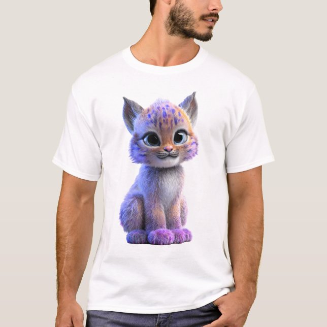 Bedårande Galax Upptäckt Neon Katt Män T Shirt (Framsida)