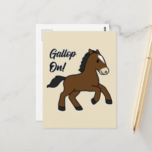 Bedårande Galopp På! Glad Fölunge Kawaii Häst Desi Vykort
