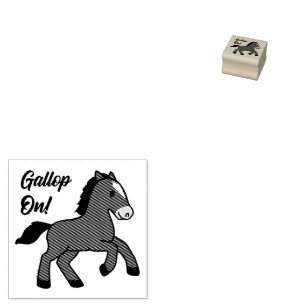 Bedårande Galopp På! Lycklig Föl Kawaii Häst Desig Stämpel
