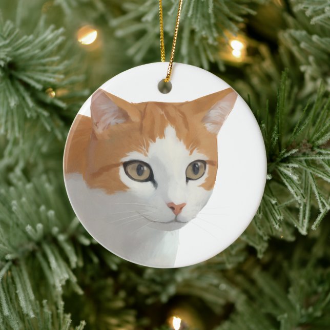 Bedårande Ginger Katt Konst Julgransprydnad Keramik (Träd)