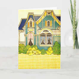 Bedårande Gingham Gammaldags Köket, Pappersdocka Kort