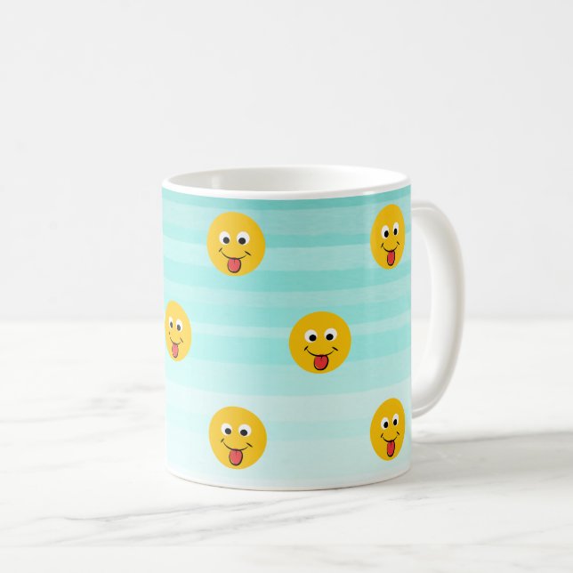 Bedårande Glad  Emoji Ansikte-Var alltid glad Kaffemugg (Framsida höger)