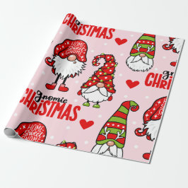 Bedårande Gnome Gnomie Jul Högtidligt Mönster Presentpapper