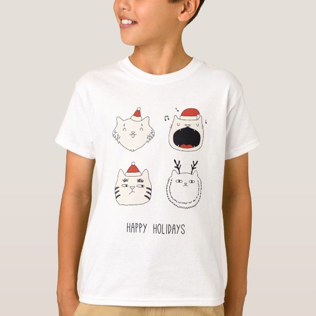 Bedårande God Jul Katter T Shirt (Framsida)