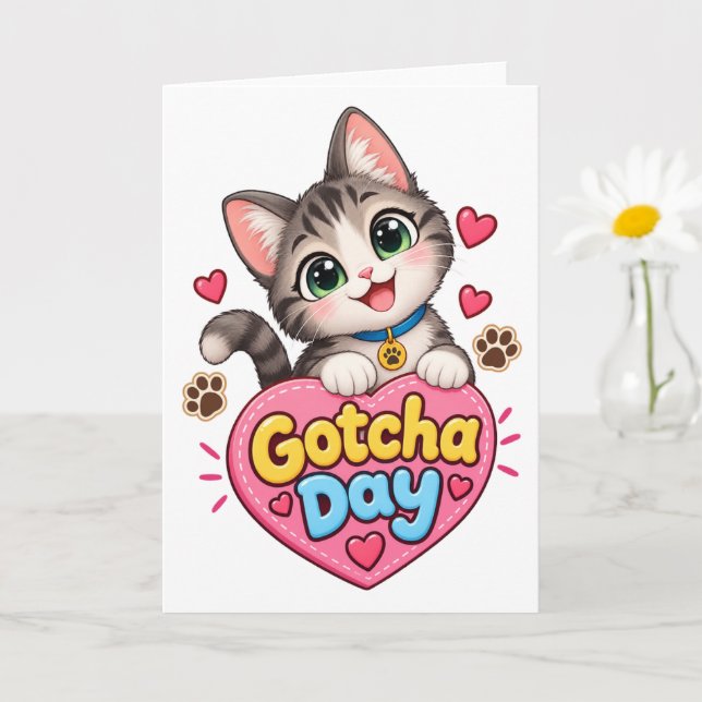 Bedårande Gotcha Day Katt Kort (Liten växt)