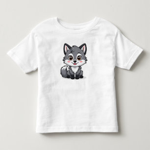 Bedårande grå varg karaktär i tecknad stil t shirt