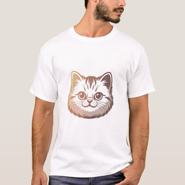 Bedårande Gradient Tabby Kattunge Katt Ansikte Huv T Shirt (Framsida)