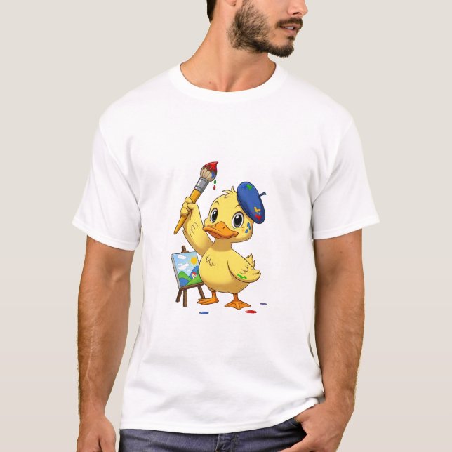 Bedårande gul ankunge konstnär  t shirt (Framsida)