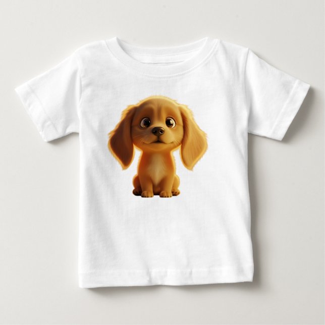 Bedårande guldpuppy 3D-illustration T Shirt (Framsida)